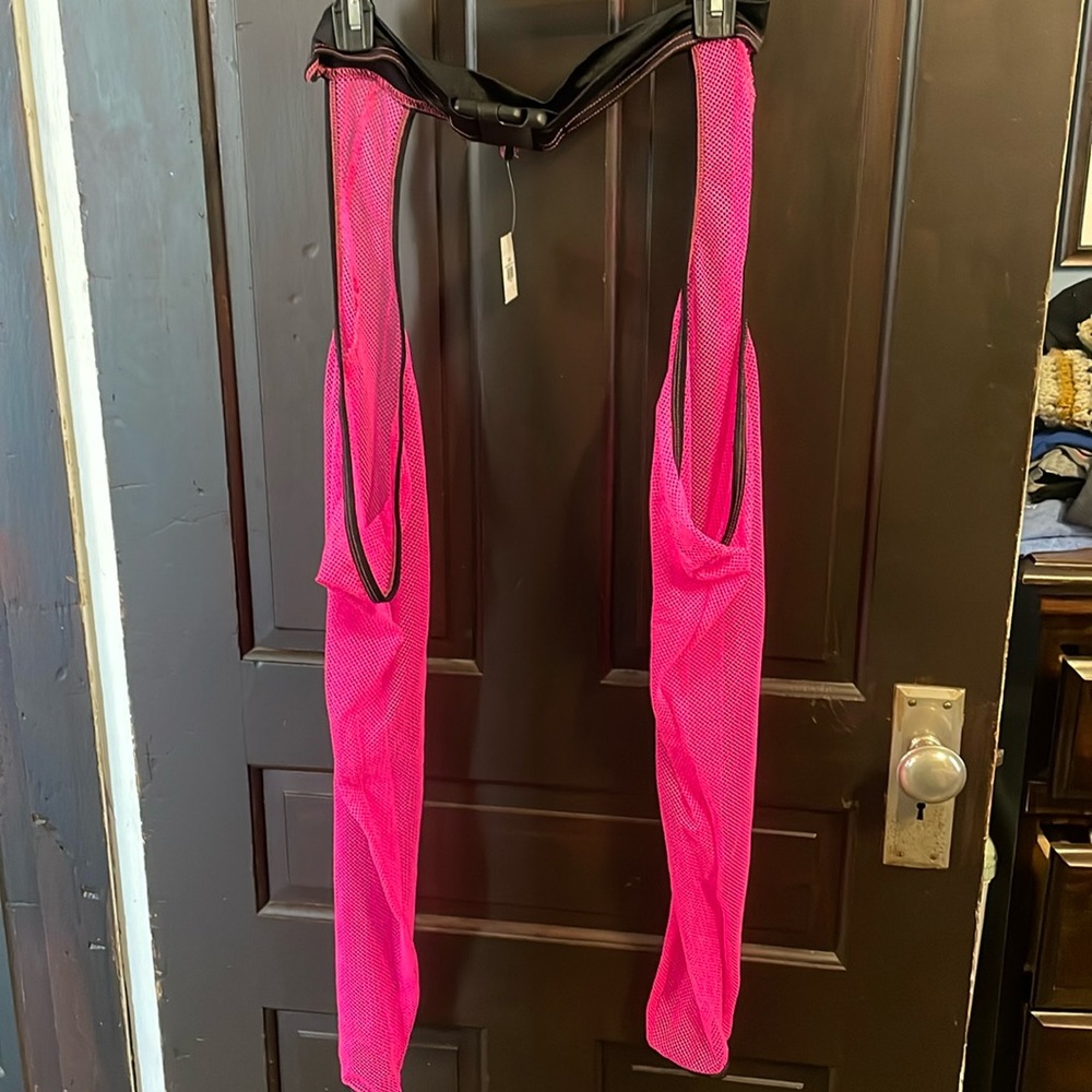 Fishnet legging chaps with buckle